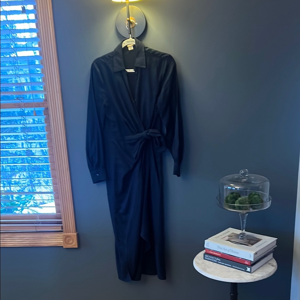 Elegant navy Blue Wrap Dress